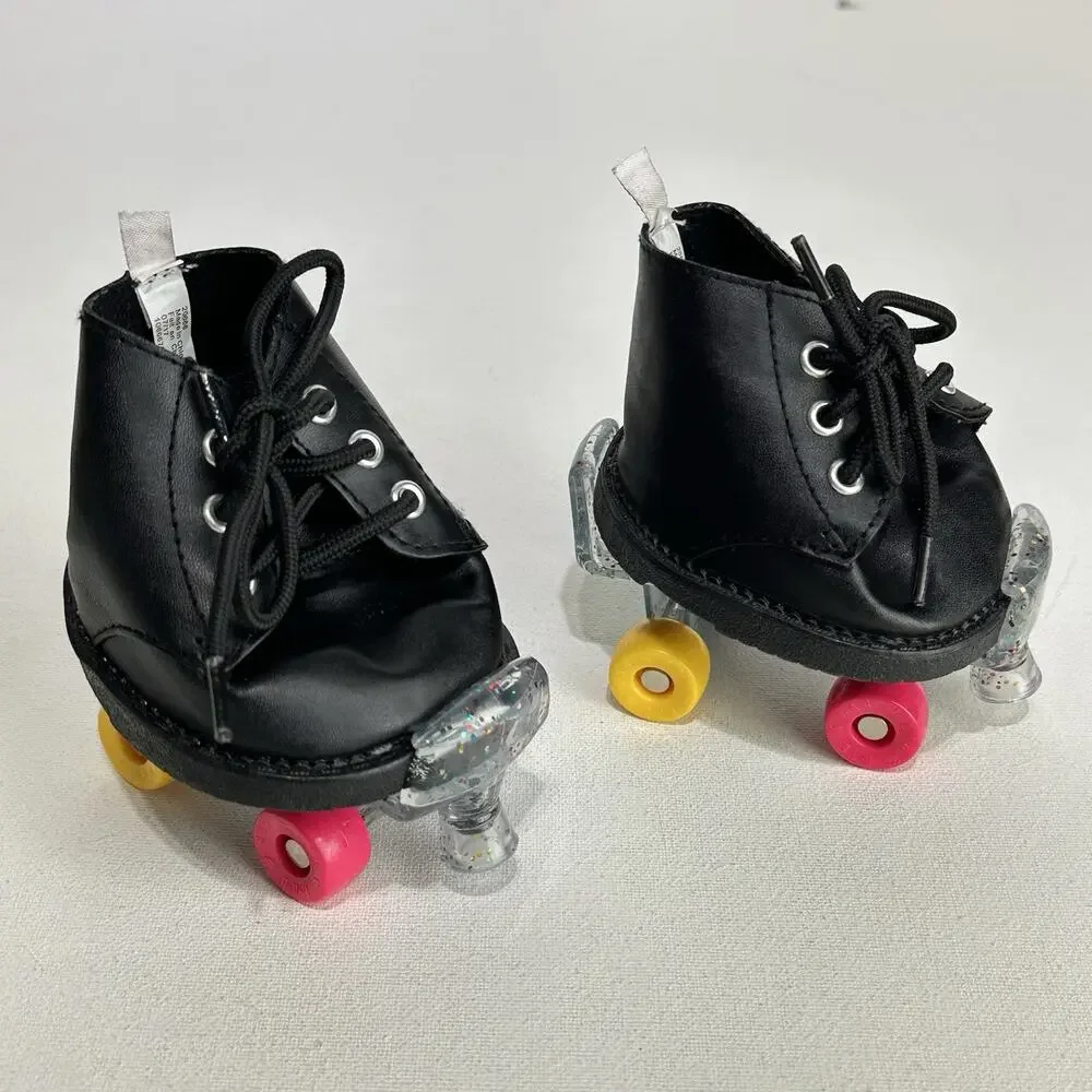 Build-A-Bear Workshop rainbow glitterRoller Skates Adjustable and black Shoes